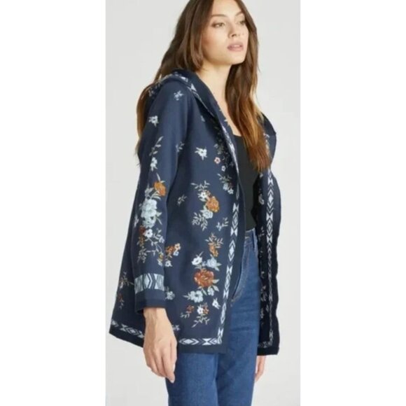 Driftwood Shelly Floral Embroidered Hooded Sweater-sz XS - Picture 3 of 13